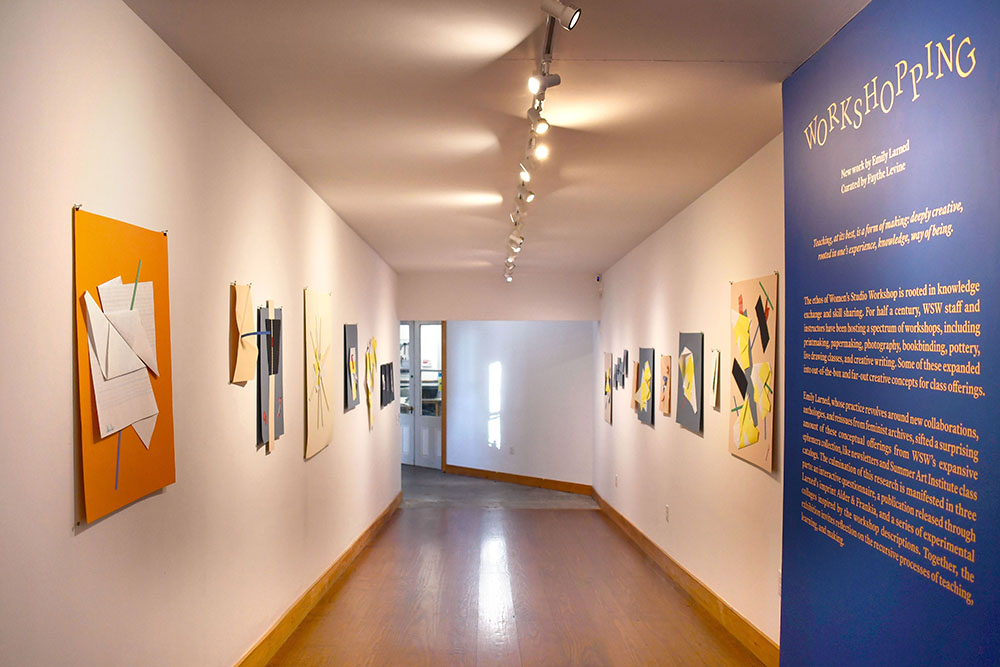 view of Workshopping, solo exhibition by Emily Larned featuring experimental works on paper